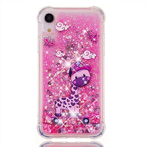 Folice iPhone Xr Case, 3D Cute Pattern Bling Liquid Glitter 