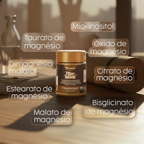 Kit 3 und. 180 cápsulas. 7 Magnésios + Inositol. Dimalato Taurato Citrato Bisglicinato Complexo Quelato Alta Absorção