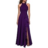 WOOSEA Women's High Neck Sexy Split Evening Cocktail Party Maxi Long Formal Dress