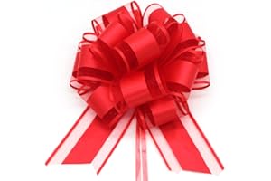 HSXJJ 6 PCS Large Pull Bows, Red Pull Bows for Gift Wrapping, 6 Inches Wedding Ribbon Bows for Boxes, Flower Arrangements, Party Decoration (Red)