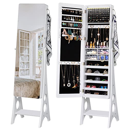 YOKUKINA LED Jewelry Armoire, Large Storage Lockable Organizer