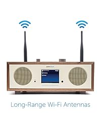 Grace Digital Encore+ Altavoz estéreo inalámbrico inteligente y radio de Internet con Wi Fi + Bluetooth y pantalla de color de 3,5" Walnut