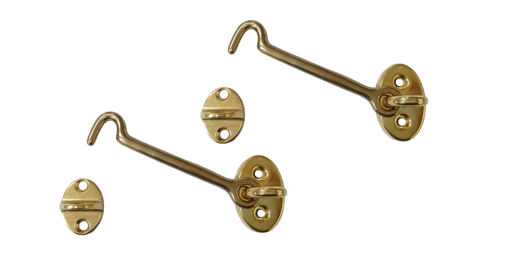 QCAA Heavier Duty Brass Door Hook Latch & Eye, 6", Vibrated Brass, 2 Pack, Made in Taiwan