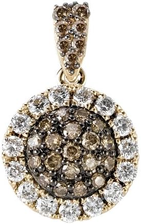 Tivolia Collection 14K Yellow Gold Cognac and White Diamond Circular Dangle Pendant
