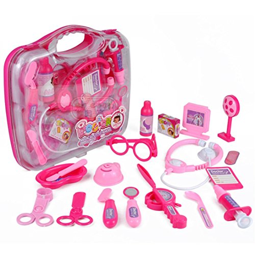 Yeefant Doctor Kit 19PCS Pretend Play Dentist Medical Kit with Electronic Stethoscope and Coat for Kids Holiday Gifts,School Classroom,Easter Stuffers and Doctor Roleplay Costume Dress-Up Medicine box