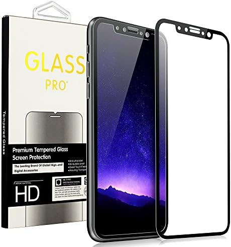 iPhone X Screen Protector [5D 9H Tempered Glass] With [Full Frame/ PET Frame/ Metal Edge] [Shatterproof Glass] [High Transparency] [Full Screen Coverage] (5D Glass B)