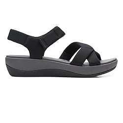 Clarks Women's Ankle-Strap Wedge Sandal, Black, 10.5