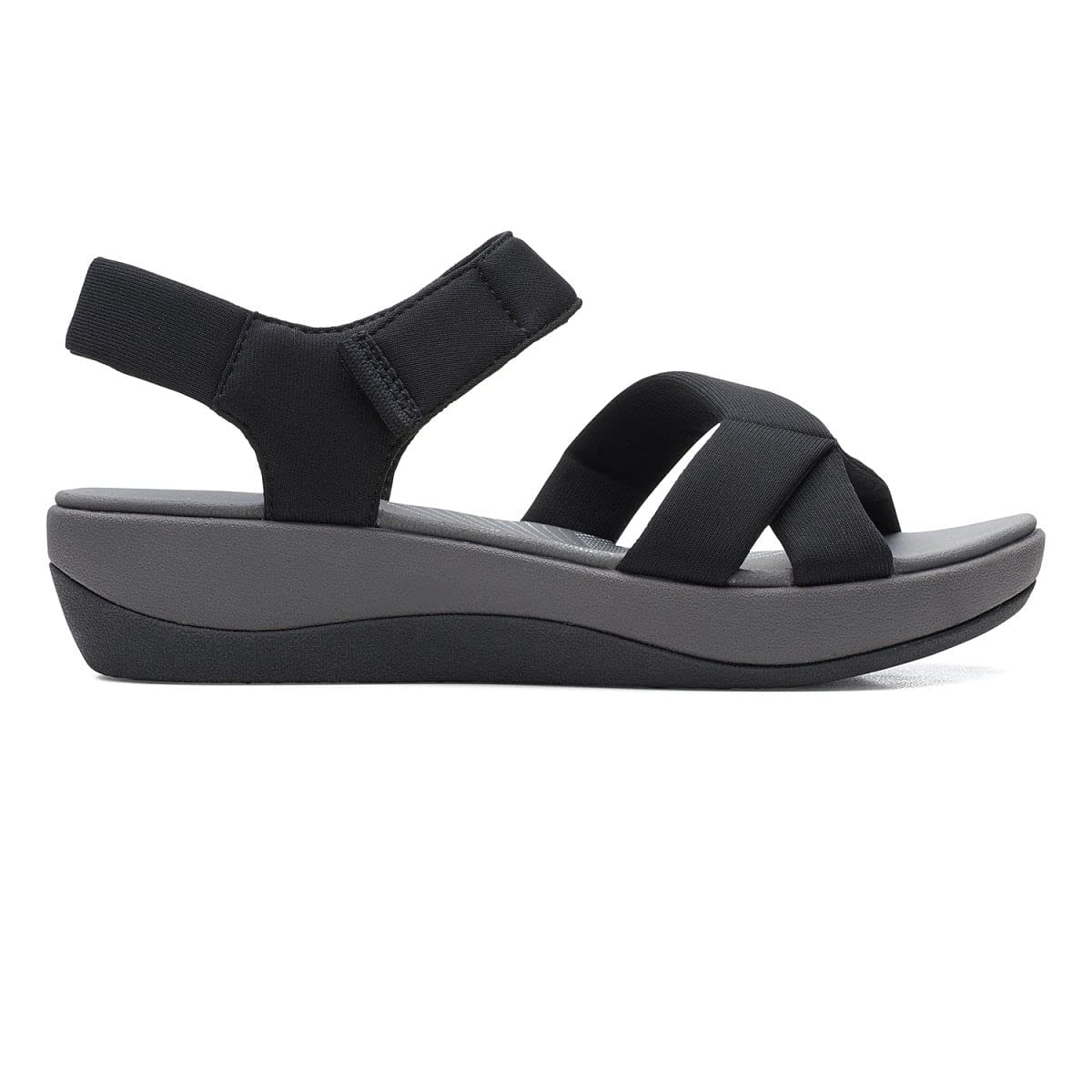 Clarks Women's Ankle-Strap Wedge Sandal, Black, 10.5