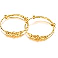 Ethlyn 2Pcs/Lot Kids Jewelry Gold Plated Adjustable Beads Bracelet Bangle Birthday Christmas Gifts for Girls 4years old