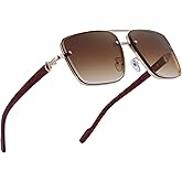 KAJILA Oversize Classic Mens Sunglasses Square Gold Frame Large Head Shades for Men UV 400 Protection Sunnies(7563)