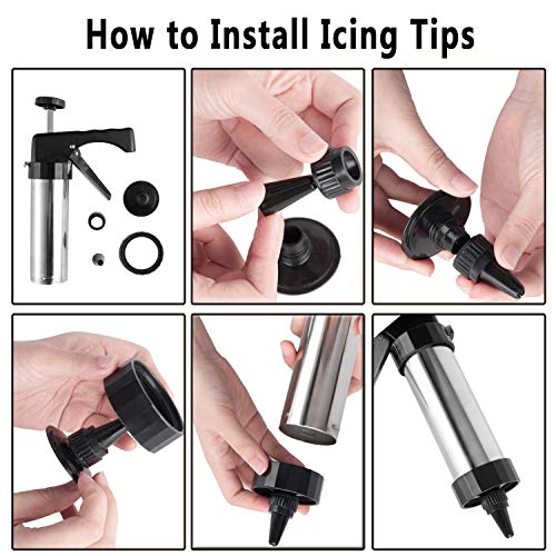 Cookie Press Gun Kit by Shule, Buscuit Maker Machine for Christmas 8 Discs and 8 Icing Tips,Black - Thumbnail 3