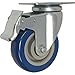 Online Best Service 4 Pack Caster Wheels Swivel Plate Brake Casters On Blue Polyurethane Wheels (3 inch with Brake)