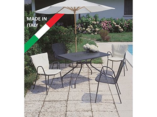 Classic Set Tisch 120 x 80 mit 4 Stühle Metall anthrazit-Outdoor Garten