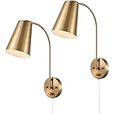 DANXU Modern Plug in Wall Sconce with Cord Set of 2 Gold Wall Light