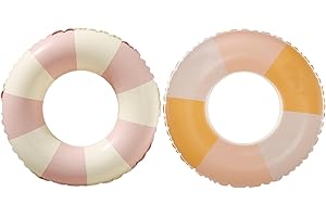BAITEMJIA Swimming Pool Floats for Kids Ages 5-10, Inflatable Tubes With Simple Stripes, Cute Swim Rings, Floaties Water Toys for Beach Party