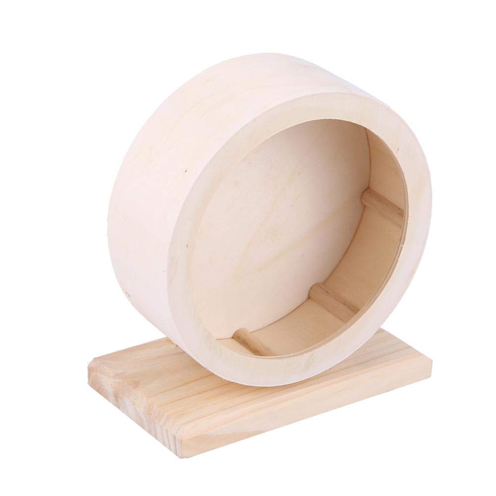Fdit Hamster Small Pets Wooden House Funny Wheel Running Rest Nest Playing Exercise Toy Cage Accessory(M)