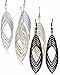 Gold and Luster Women Jewelry Drop Dangle Earrings Set Diamond Cut Silver And Gold Plated 2 Pairs
