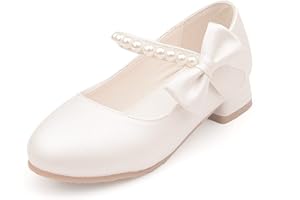 SYUKEKEYA Girls Dress Shoes Mary Jane Flower Girl Low Heels Princess Shoes for Wedding Party 5519