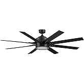 Honeywell Ceiling Fans Xerxes Modern 62 Inch Ceiling Fan with Light, Remote Control Fan, LED Indoor Fan with 8 Blades, Matte 