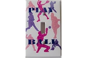 Amazon Brand - Presto! Softballs Switch Plate Covers/Single Toggle Girls Softball Light Switch Plates, Pink, Purple