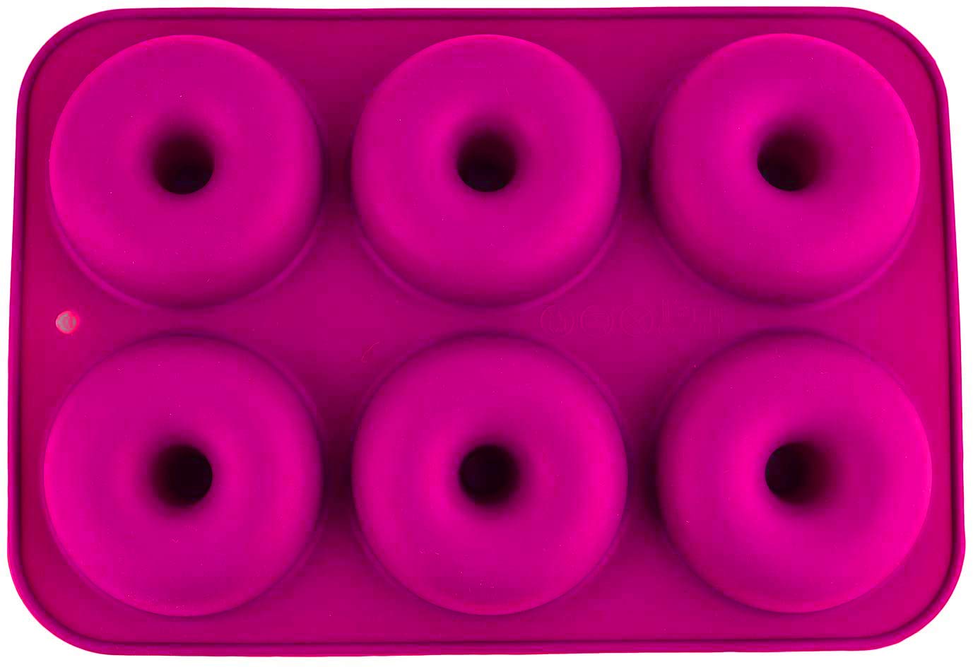 Selecto Bake Silicone Donut Moulds, Silicon Doughnut Mould Large Non-Stick 6 Cavity Molds Doughnut Tray Donut Pan Bagel Baking Tin Muffin Cupcake Biscuit Doughnut Maker Bakeware, Pink