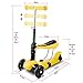 Toddler Scooter Micro Mini Kick Scooter with Removable Seat, LED Flashing Wheels and Adjustable Handlebar for Children Boys Girls Age 1-7 (Yellow)