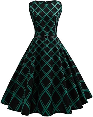 WOCACHI Women Dress Vintage Sleeveless Retro Evening Party Prom Dresses