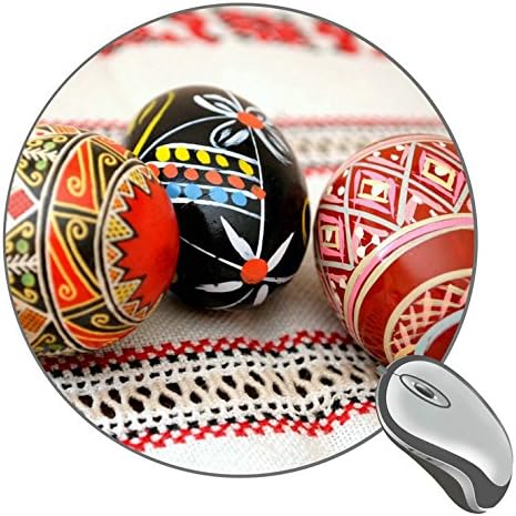 Easter Holiday Eggs Three Tablecloth Close up Mouse Pad, Non Slip Rubber Gaming Mouse Pad for Desktop, Laptop, Keyboard