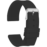 ULLCHRO Silicone Watch Strap Replacement Rubber Watch Band Waterproof Smooth Flexible Men Women - 16mm, 18mm, 20mm, 22mm, 24mm, 26mm, 28mm Watch Bracelet with Silver Buckle