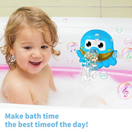 Refasy Bath Toys for Kids 5-7 Years Old,Great Birthday Gifts for Kids Automatic Musical Octopus Bubble Makers for Toddlers 2-4 Years Old Bubble Machine Perfect Christmas Toys Gift for Boys Girls Blue