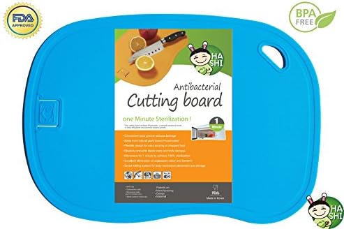 Antimicrobial Cutting Board, 100% 1 Minute Microwave Antibacterial Sterilization, Non-slip and Flexible Cutting Mats (Blue) by Hashi