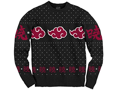 Ripple Junction Naruto - Shippuden Akatsuki Cloud Pattern Adult Knit Sweater XL Black