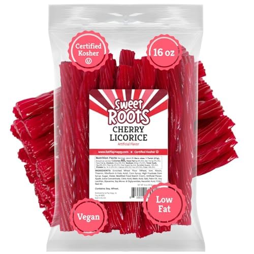 Creative Roots Candy Sweet Roots Cherry Licorice Twists – 16 oz Jumbo Soft Licorice Sticks ...
