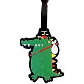 Cute Cartoon Travel Crocodile Silicone Luggage Tag Travel Bag Label | Fun Suitcase Bag Baggage Tag Identification Labels Name ID Identifier