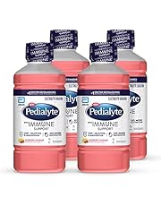 Pedialyte with Immune Support, Raspberry Lemonade, 4 Count, Electrolyte Hydration Drink, with Zinc, Selenium, and Magnesium, 1 Liter