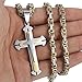 Trendsmax Mens Cross Pendant Necklace Stainless Steel Gold Silver Byzantine Chain 22-30inch