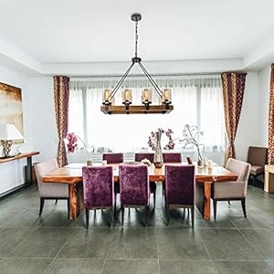 Farmhouse Chandelier For Dining Room Rustic Pendant Light Fixtures Ceiling Hanging Lighting With Glass Accent Kitchen Beachfront Decor