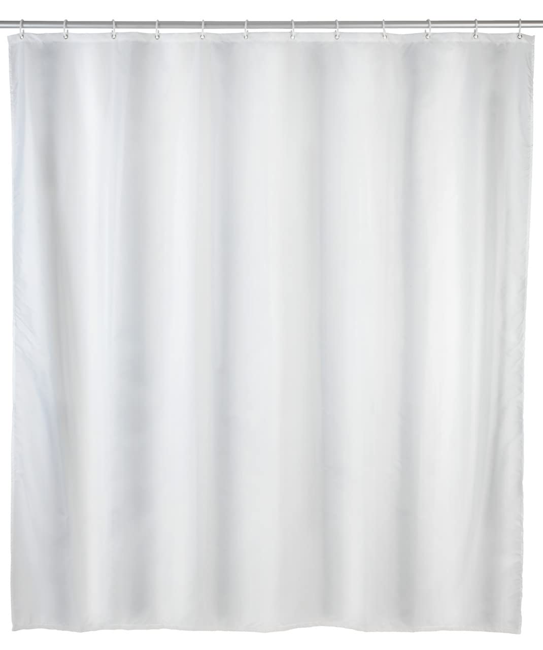 WENKO Shower curtain Plain white - washable, with 16 shower curtain rings, Polyester, 240 x 180 cm, White