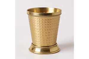 Wonderlist Handicrafts Designer Brass Mint Julep Cup Goblet Tumbler Capacity 12 Ounce Each Gold (Hammered), HT-JULEP01, 6 inc