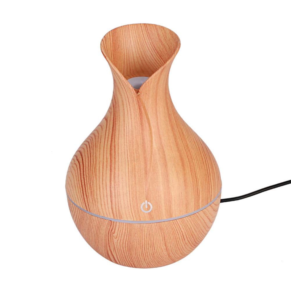 LED USB Wood Grain Ultrasonic Air Humidifier Aroma Essential Oil Diffuser (light brown)