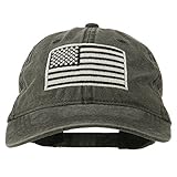 Silver American Flag Embroidered Washed Cap - Black OSFM