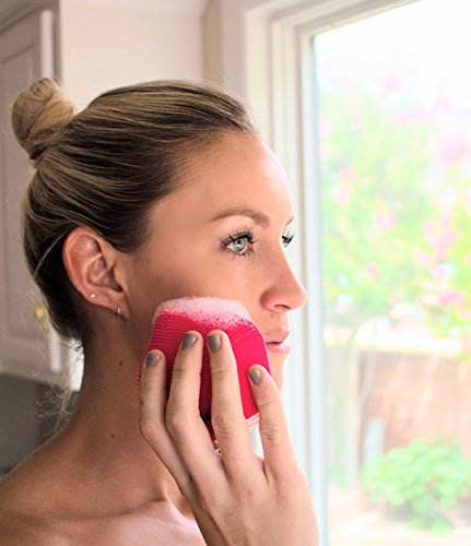 Facial Cleansing Brush Silicone Ultrasonic Massager Exfoliator Bundle With Spa Headband and Makeup Removing Wash Cloth