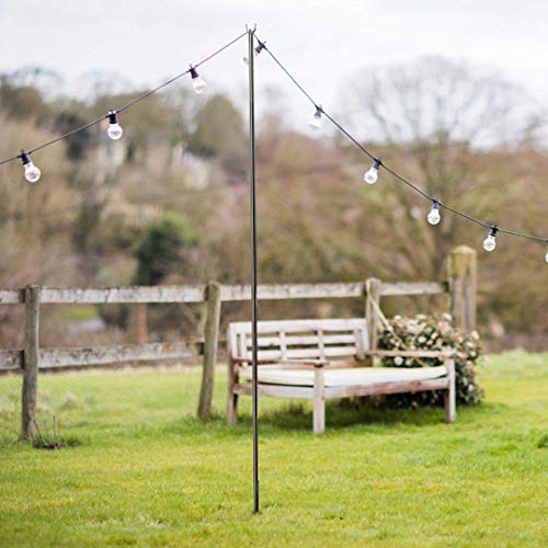 SANDEGOO Outdoor String Lights, 10-Foot Rust Proof Bracket, Used for Courtyard Garden Residence Cafe Wedding Decoration LED or Solar Light Bulb Stainless Steel(Trigeminal)