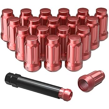 YITAMOTOR Lug Nuts 12x1.5 Red, 6 Spline Bulge Acorn Wheel Lug Nuts 1.38