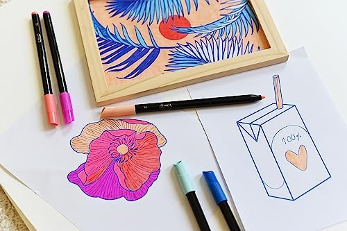 Intensity Feutres de Coloriage Encre Lavable à Base d'Eau - Corps Noir - Couleurs Assorties, Pack de 24