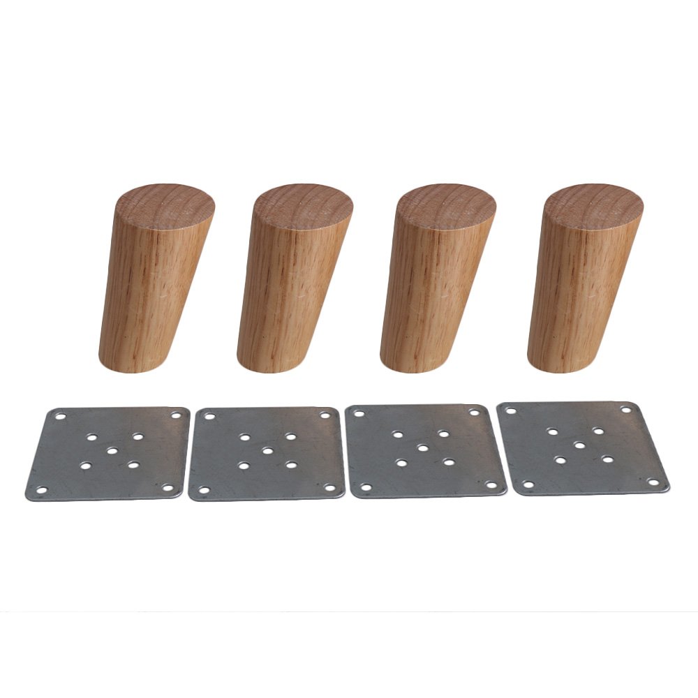 4Pcs Wood Sofa Feet Oblique Tapered Wooden Furniture Legs Wood Color, 18cm with White Box