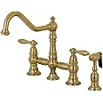 Kingston Brass KS3277ALBS Kitchen Faucet with Side Sprayer, Brushed Brass, 13.06 x 14.06 x 9.44