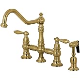 Kingston Brass KS3277ALBS Kitchen Faucet with Side Sprayer, Brushed Brass, 13.06 x 14.06 x 9.44