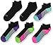 Fruit of the Loom Girls Everyday Active Cushioned No Show - 6 Pair Pack Socks, Black Assorted, 4-10 US