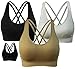 AKAMC Women's Removable Padded Sports Bras Medium Support Workout Yoga Bra 3 Pack,Medium